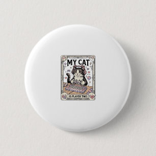 Mijn kat is speler twee kat gamer tech vintage vec ronde button 5,7 cm