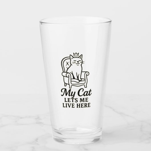 Mijn kat laat me hier wonen - Grappige kattenliefh Glas (Voorkant)