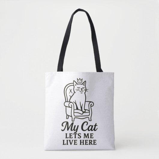 Mijn kat laat me hier wonen - Grappige kattenliefh Tote Bag (Voorkant)