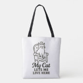 Mijn kat laat me hier wonen - Grappige kattenliefh Tote Bag (Achterkant)