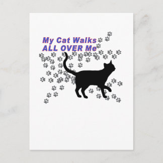 Mijn kat loopt over me heen briefkaart
