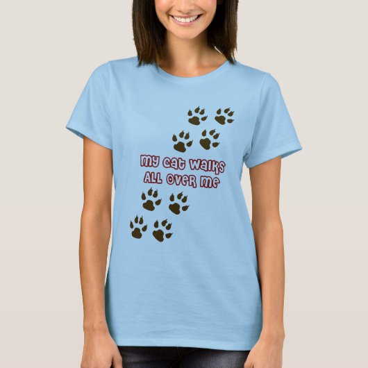 Mijn kat loopt over me heen t-shirt (Voorkant)