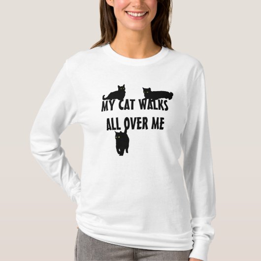 Mijn kat loopt over me heen t-shirt (Voorkant)