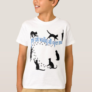 "Mijn kat loopt over me heen" voor en achter! T-shirt