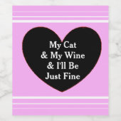 Mijn kat & mijn wijn & ik zal het prima doen etiket (Enkel label)