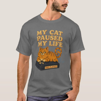 Mijn kat pauzeerde mijn leven retro sfeer 80s 90s  t-shirt