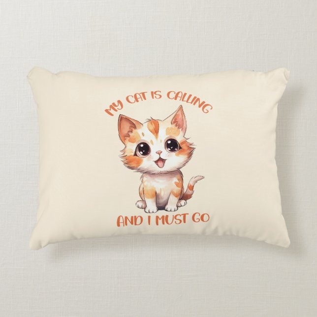 Mijn kat roept een schattige Oranje kat Accent Kussen (Voorkant)
