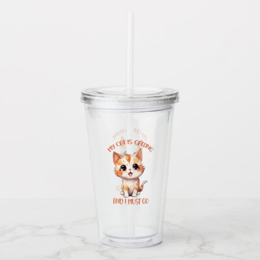 Mijn kat roept een schattige Oranje kat Acryl Drinkbeker (Voorkant)