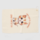 Mijn kat roept een schattige Oranje kat Golfhanddoek (Horizontaal)