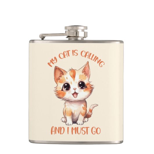 Mijn kat roept een schattige Oranje kat Heupfles (Voorkant)