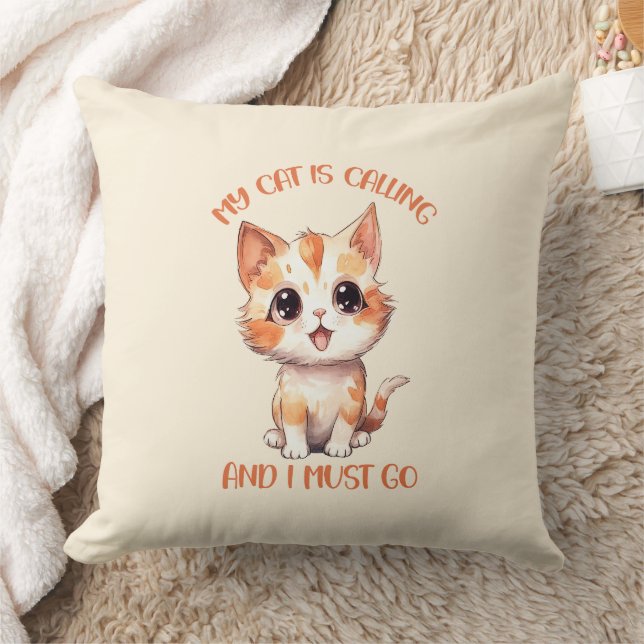 Mijn kat roept een schattige Oranje kat Kussen (Deken)
