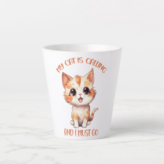 Mijn kat roept een schattige Oranje kat Latte Mok (Voorkant)