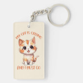 Mijn kat roept een schattige Oranje kat Sleutelhanger (achterkant)