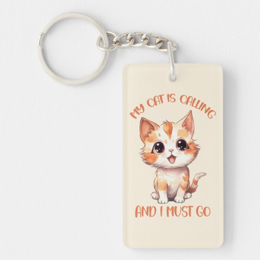 Mijn kat roept een schattige Oranje kat Sleutelhanger (Voorkant)