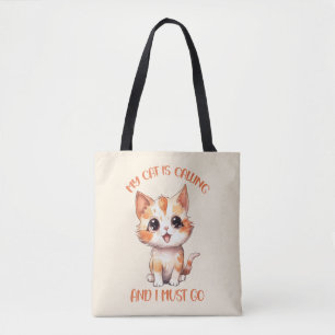 Mijn kat roept een schattige Oranje kat Tote Bag