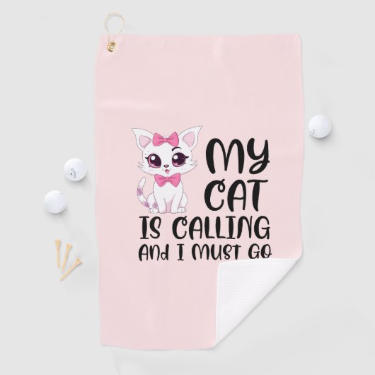 Mijn kat roept en ik moet gaan golfhanddoek (Insitu)