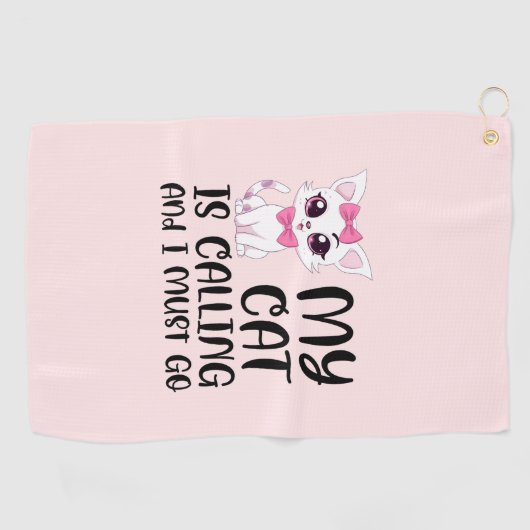 Mijn kat roept en ik moet gaan golfhanddoek (Horizontaal)