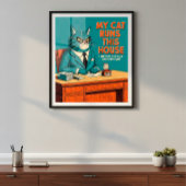 Mijn kat runt dit huis | Mid-Century Funny Poster