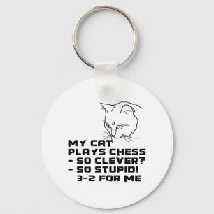 Mijn kat speelt schaak sleutelhanger