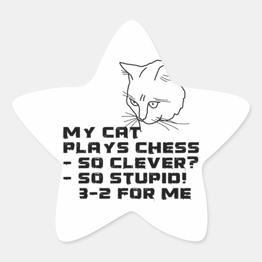 Mijn kat speelt schaak ster sticker (Voorkant)