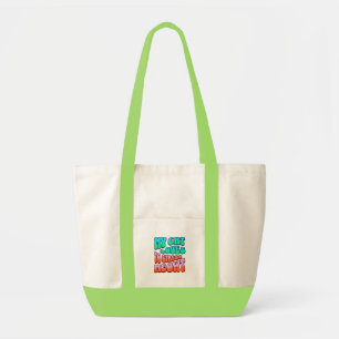 Mijn kat vindt het leuk om stress te miauwen tote bag