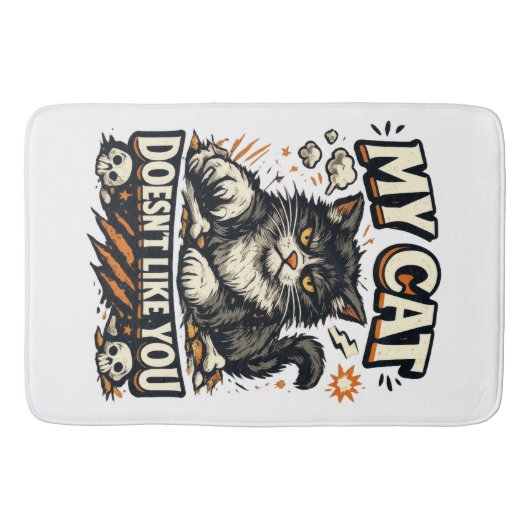 Mijn kat vindt je niet leuk Retro Badmat (Voorkant)