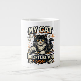 Mijn kat vindt je niet leuk Retro Grote Koffiekop