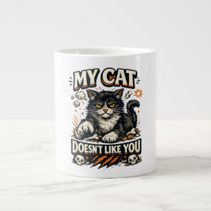 Mijn kat vindt je niet leuk Retro Grote Koffiekop