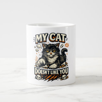 Mijn kat vindt je niet leuk Retro Grote Koffiekop