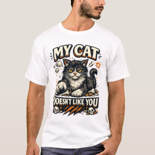 Mijn kat vindt je niet leuk Retro T-shirt