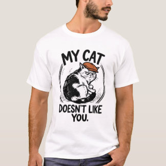 Mijn kat vindt jou niet leuk Flat Cap Kat T-shirt