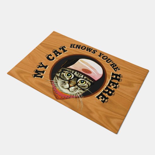 Mijn kat weet dat je hier bent Cat Doggie Door Deurmat (Schuin)