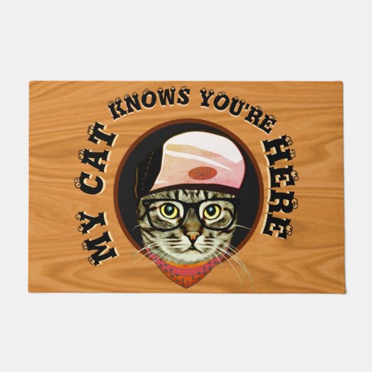 Mijn kat weet dat je hier bent Cat Doggie Door Deurmat (Voorkant)