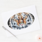 Mijn kat werkt meer tijgergezichtsenergie op ovale sticker (Envelop)