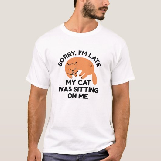 Mijn kat zat op mij. t-shirt (Voorkant)