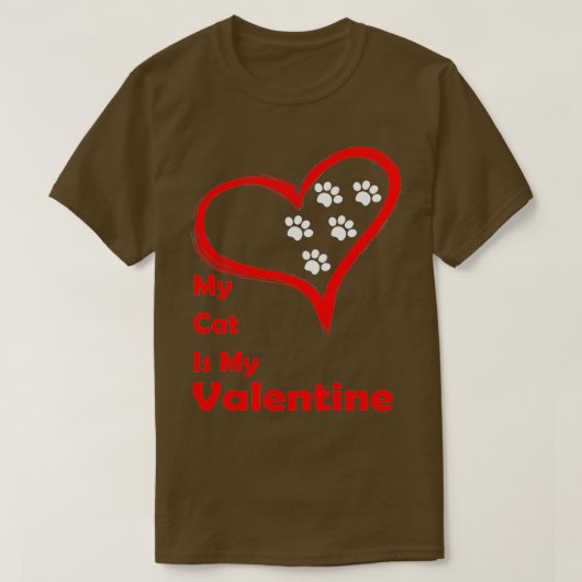 Mijn katje is mijn Valentijn Cute Valentijnsdag Lo T-shirt (Design voorkant)