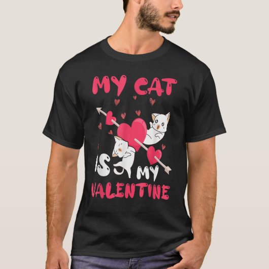 Mijn katje is mijn Valentijn Valentijnsdag T-shirt (Voorkant)