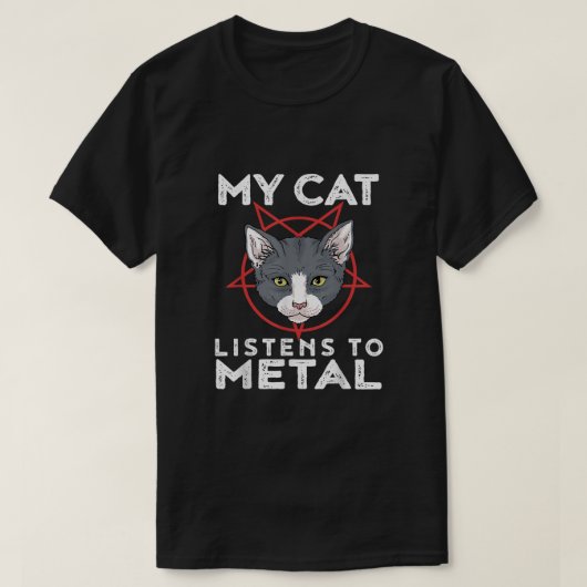 Mijn katje luistert naar metaal t-shirt (Design voorkant)