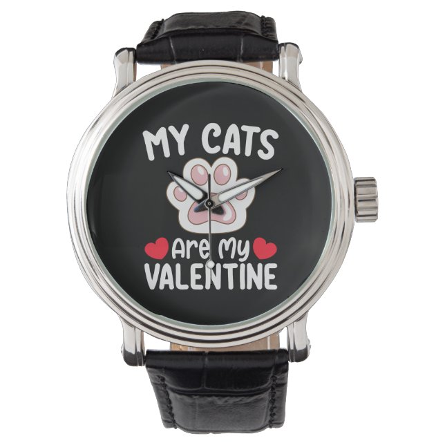 Mijn katten zijn mijn valentijnsdag grappige diere horloge (Voorkant)
