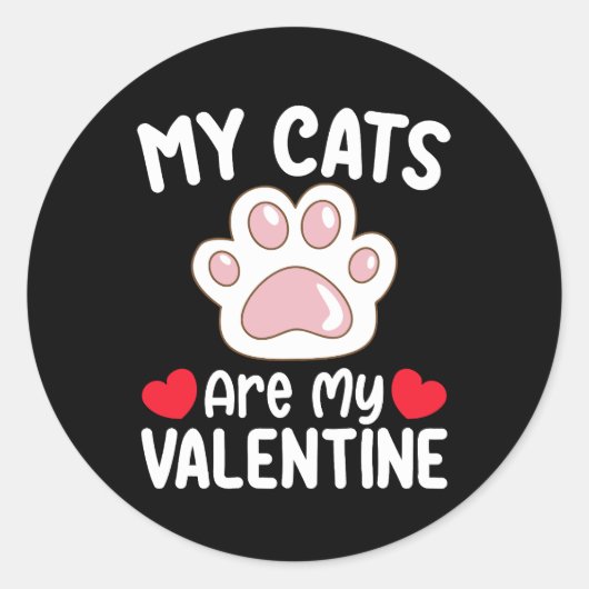 Mijn katten zijn mijn valentijnsdag grappige diere ronde sticker (Voorkant)