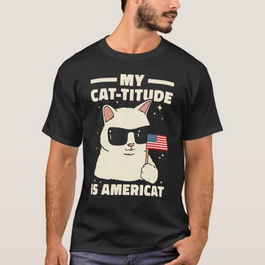 Mijn kattentio is Amerikaans patriottisch op 4 jul T-shirt (Voorkant)