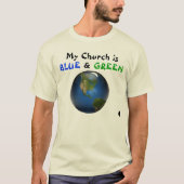 Mijn kerk is blauw en groen t-shirt (Voorkant)