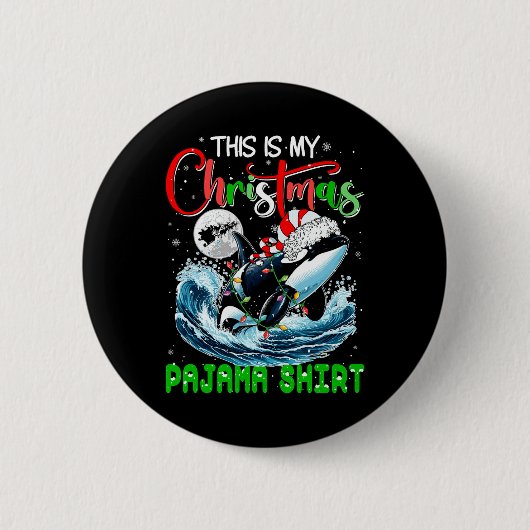Mijn Kerst Pajama Santa Orca Zee Dierenvriend Ki Ronde Button 5,7 Cm (Voorkant)