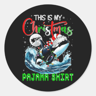 Mijn Kerst Pajama Santa Orca Zee Dierenvriend Ki Ronde Sticker