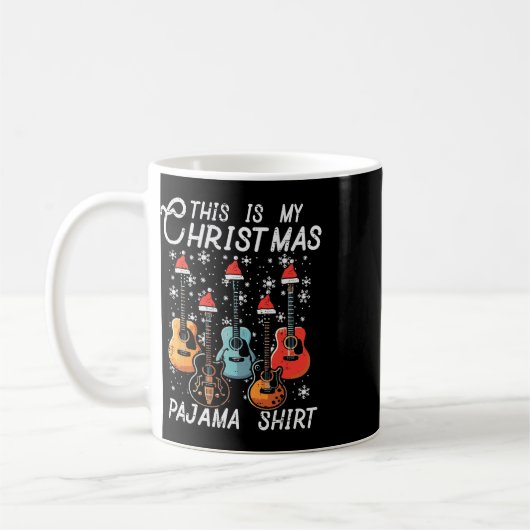 Mijn Kerst Pajama Shirt Gitaren Xmas Rock Mannen B Koffiemok (Links)