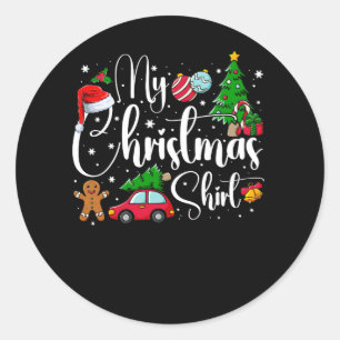 Mijn Kerst Shirt Gingerbread Santa Hat Ornament Ronde Sticker