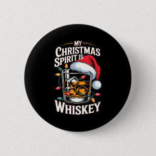 Mijn Kerst Srit Is Whiskey Grappige Kerstman Feest Ronde Button 5,7 Cm