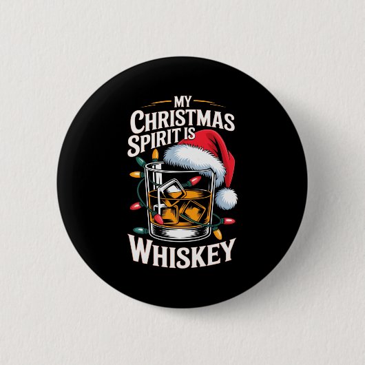 Mijn Kerst Srit Is Whiskey Grappige Kerstman Feest Ronde Button 5,7 Cm (Voorkant)