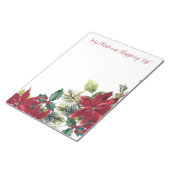 Mijn kerstboodschappenlijst Feestelijke bloemen Notitieblok (Schuin)