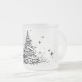 Mijn Kerstboom: Inktlijn in Kerstmisglas Matglas Koffiemok (Voorkant rechts)